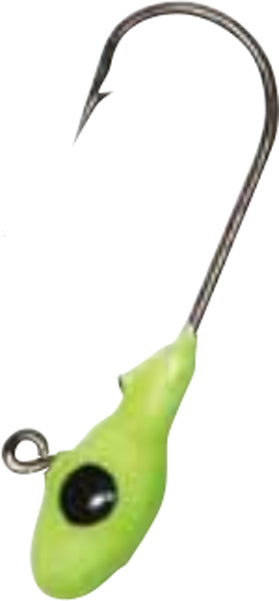 Bobby Garland Crappie Pro Mo' Glo Glow-in-the-Dark Jig Heads for Soft Plastic Crappie Fishing Baits Pack of 10, Chartreuse Glo, 1/16 oz