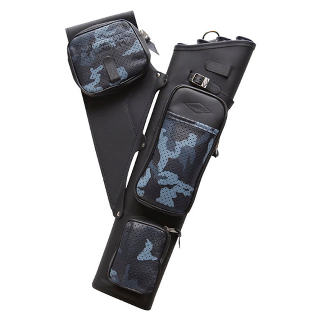 Neet Nt-2300 Leather Target Quiver Black With Blue Camo Pockets Rh