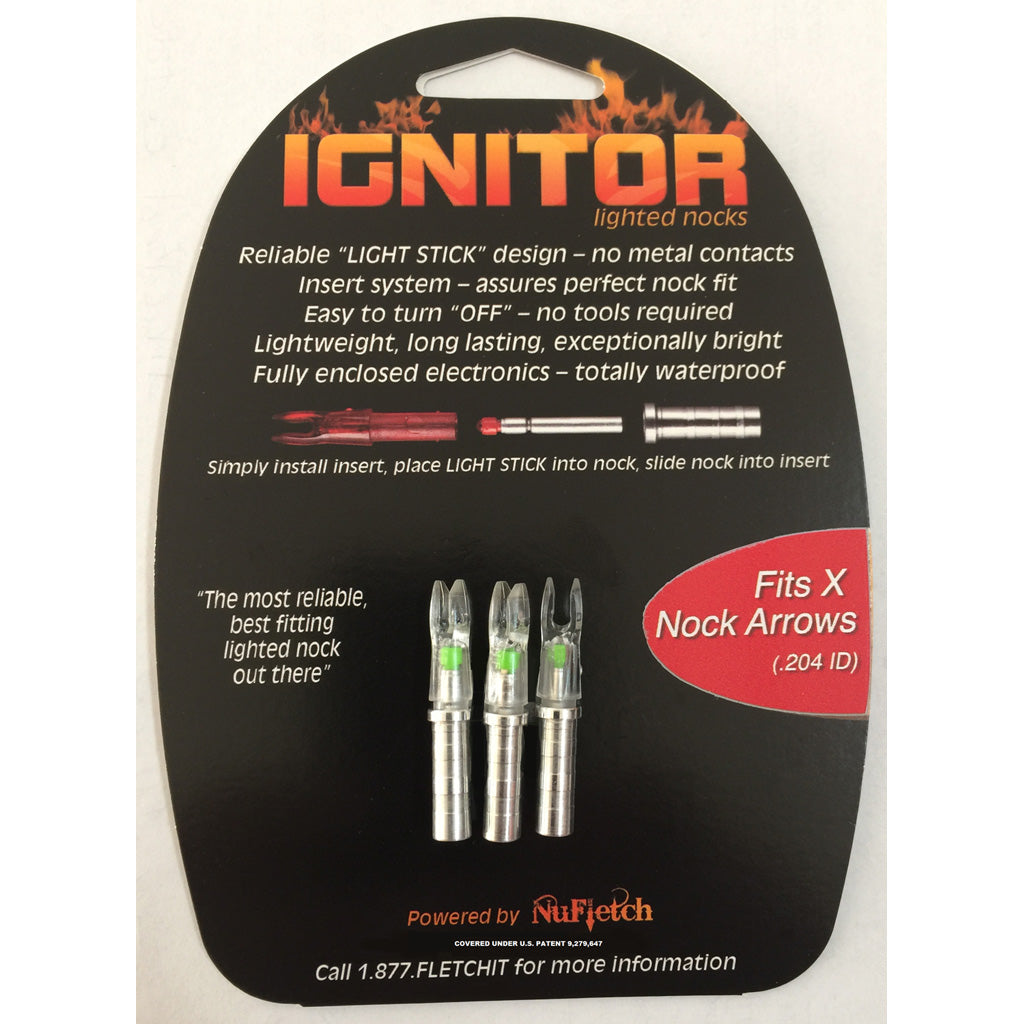 Nufletch Ignitor Nocks Green X 3 Pk.