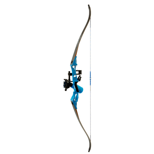 Fin Finder Bank Runner Bowfishing Recurve Package With Winch Pro Bowfishing Reel Blue 35 Lbs. Rh